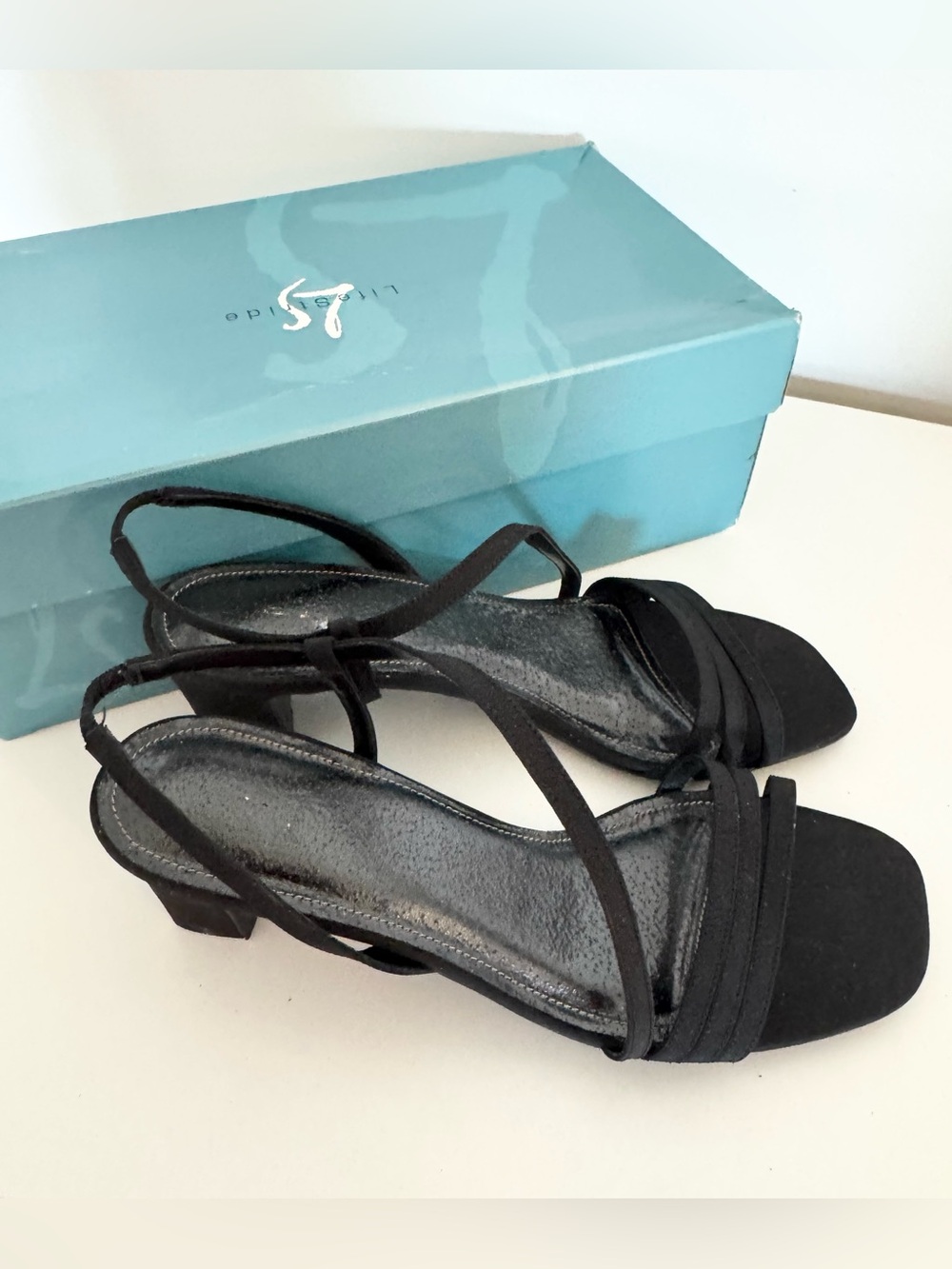 Life Stride Black Strappy Low Block Heel Sandals